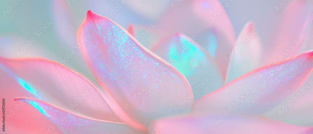 Poster delicate textures and colors of lotus petals shimmer in soft light
