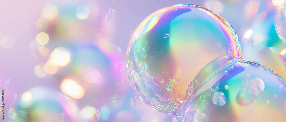 Poster luminous pearls with iridescent luster reflecting light and enhancing the vibrant atmosphere