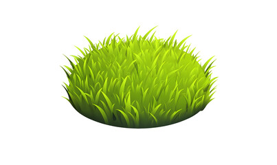 Lush green grass tuft, isolated, game asset, spring