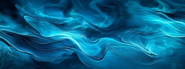 Obraz premium Swirling shades of blue create a captivating display as waves ripple sensually across the surface, evoking tranquility and reflection. The light enhances the fluid motion, enchanting the viewer