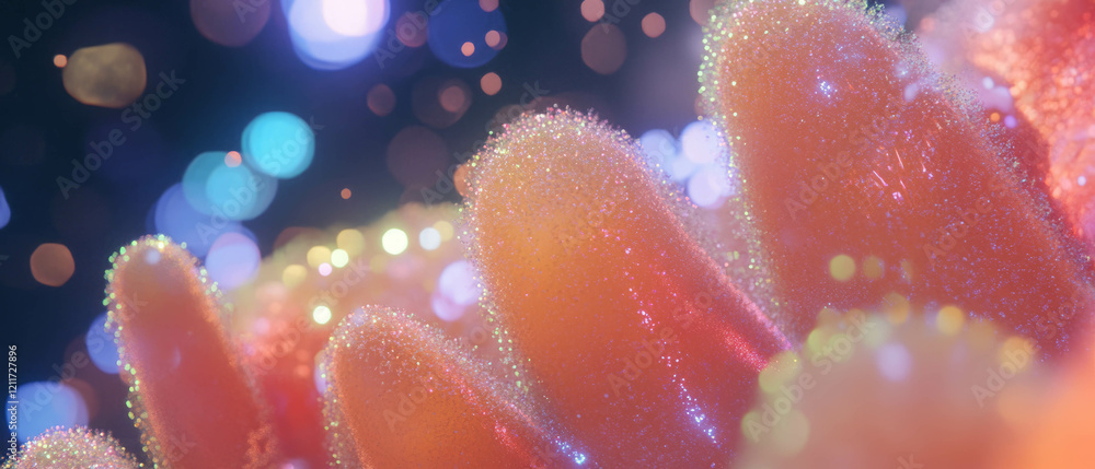Poster fuzzy mold texture with varied colors and glimmering effects in a vibrant display