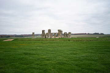 Historic Stonehenge under Cloudy Skies
