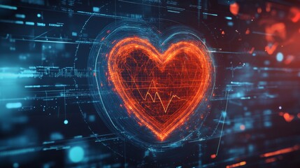 A vibrant heart wave chart displayed on a digital interface, with pulsing animations that capture the attention and represent heart health