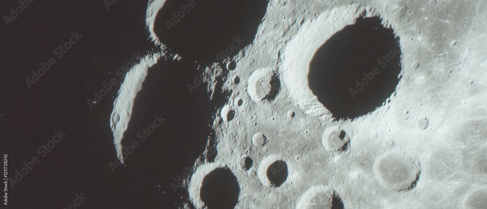 Aufkleber exploring the intricate textures and craters of the moon's surface in stunning detail