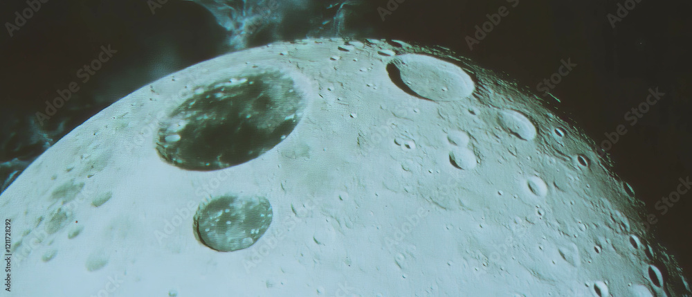 Aufkleber detailed view of moon's craters showcasing textured surface and grey hues