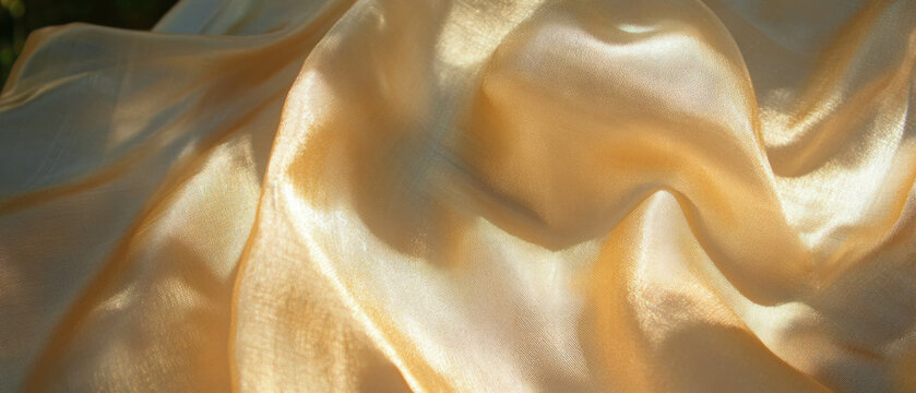 Muga silk showcasing rich texture and natural golden sheen under sunlight