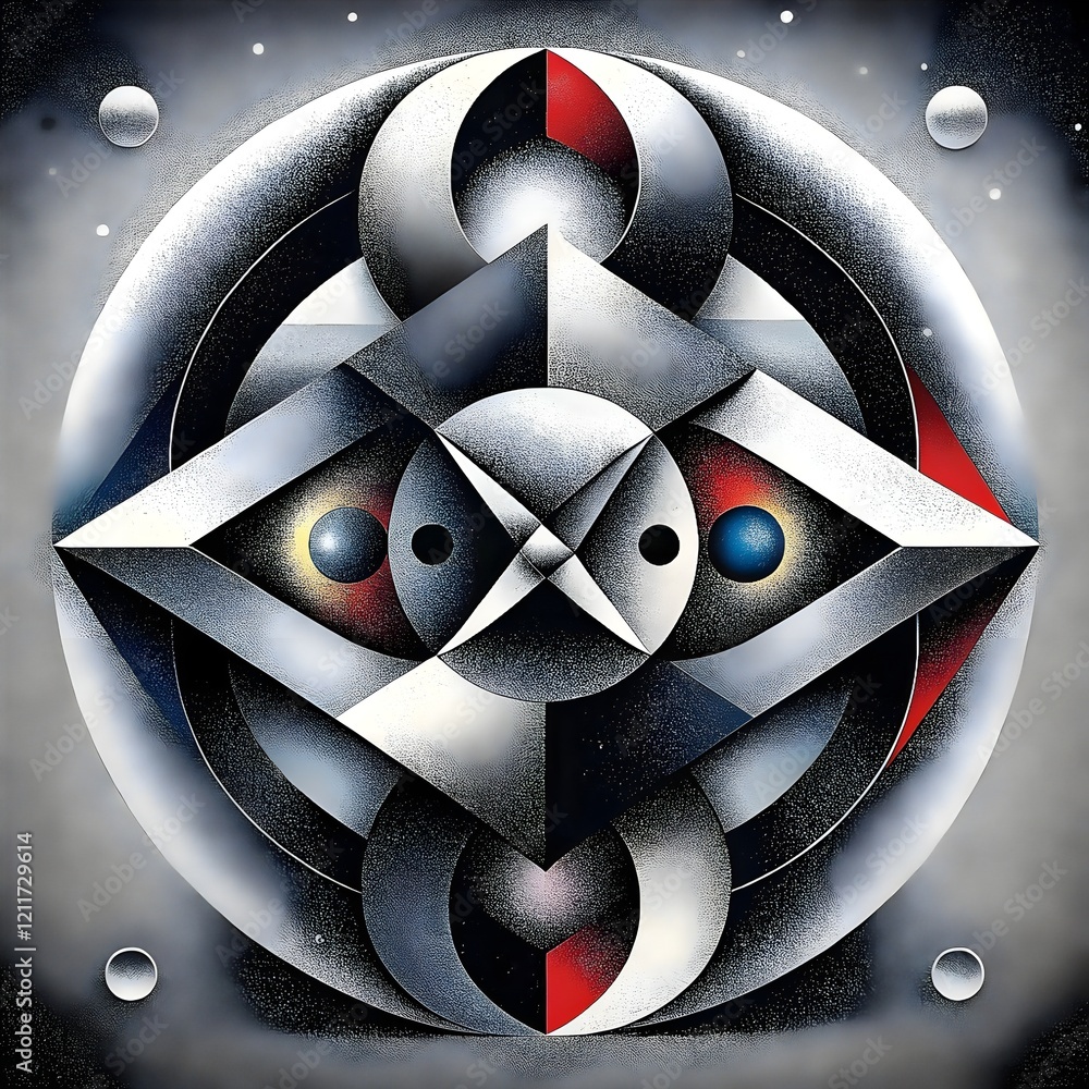 Poster geometric abstract shapes cosmic design colors patterns elements