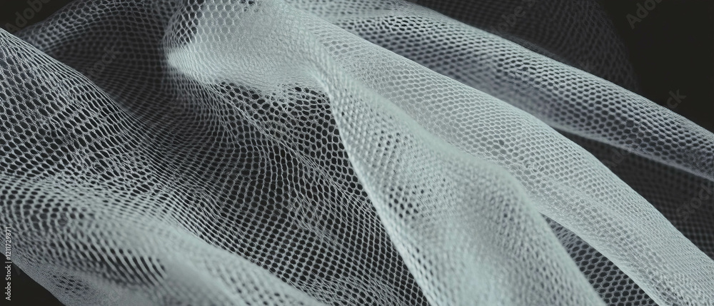 Poster Intricate texture of breathable Nanomesh fabric showcasing interwoven fibers and structure