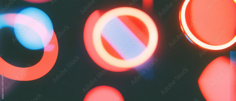 Poster vibrant neon lights form dynamic geometric shapes in a colorful urban atmosphere