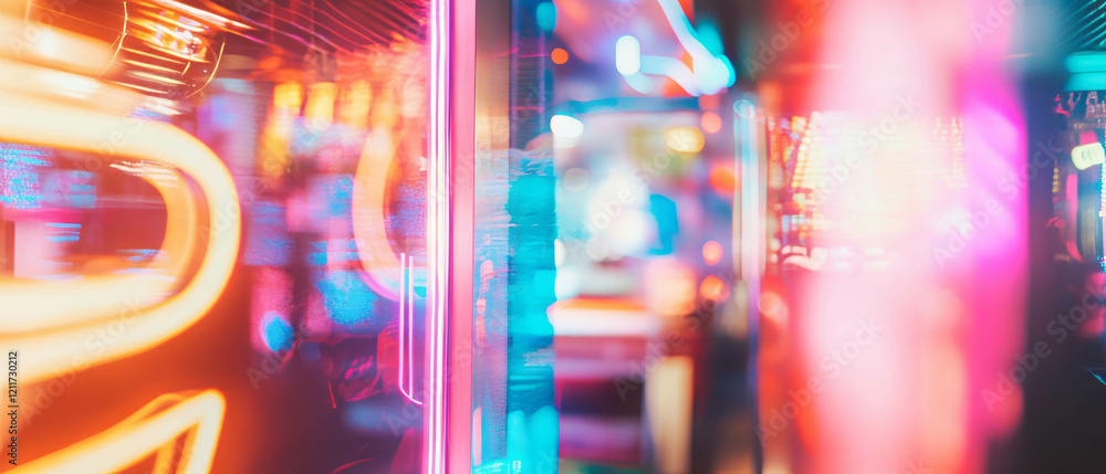 Poster vibrant neon lights create dynamic geometric patterns in urban nightlife