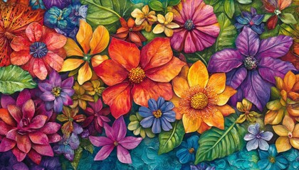 Naklejka premium Vibrant Colorful Floral Arrangement A Summer Garden Display