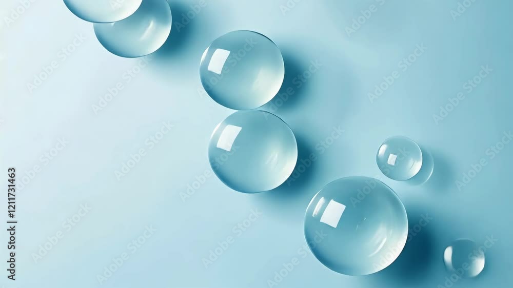 Poster elegant blue bubbles on soft surface creating a tranquil atmosphere