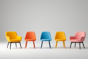 Obraz premium a close up of a row of chairs with different colors