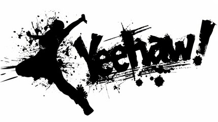 Yeehaw! graffiti lettering, typography handwriting font, spray wall art text design