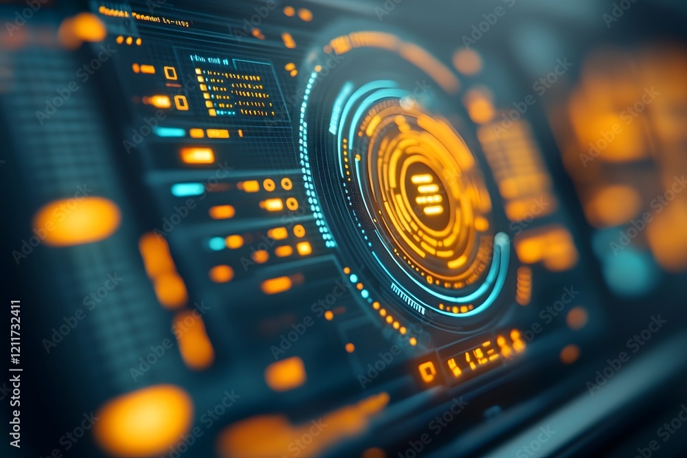 Poster futuristic cybersecurity control center monitoring ai driven threat detection and neutralization