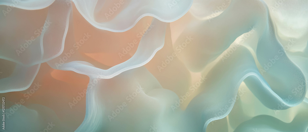 Aufkleber organic frosted glass texture with flowing shapes and diffused light in soft colors