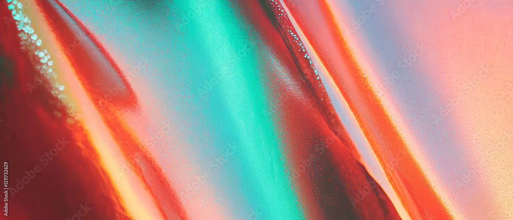 Poster oxidized aluminum surface with subtle neon glow in reflective matte finish