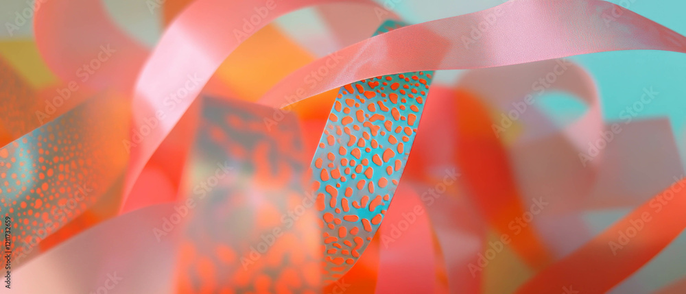 Aufkleber Colorful paper ribbons with vibrant patterns creating an artistic display