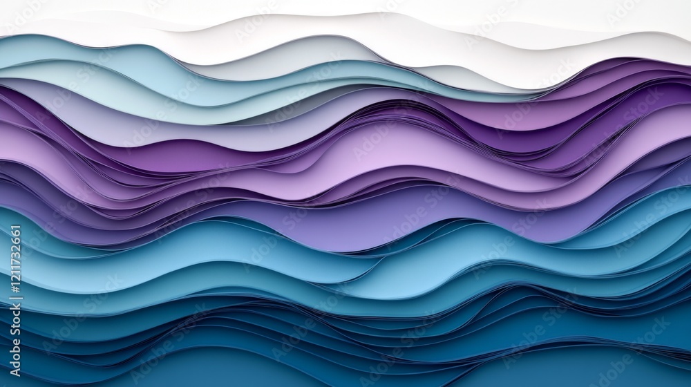 Poster creative abstract graphic featuring layered paper-cut style shapes in pastel tones, creating a d vis