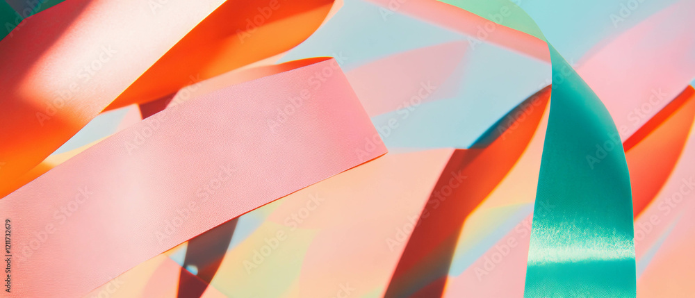 Aufkleber Colorful paper ribbons with vibrant patterns creating a dynamic texture