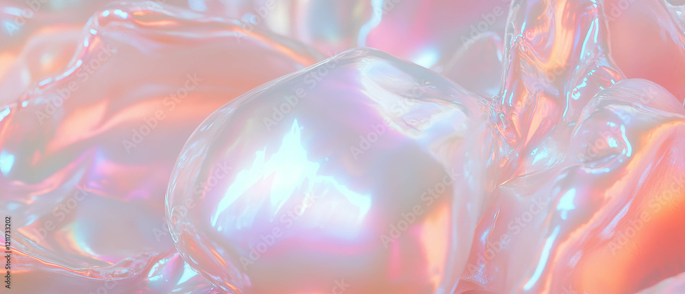 Poster Iridescent pearls creating a smooth and lustrous surface under soft light