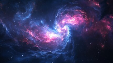 Obraz premium Spiral Galaxy Nebula: Blue and Pink Cosmic Cloud - Made with Generative AI