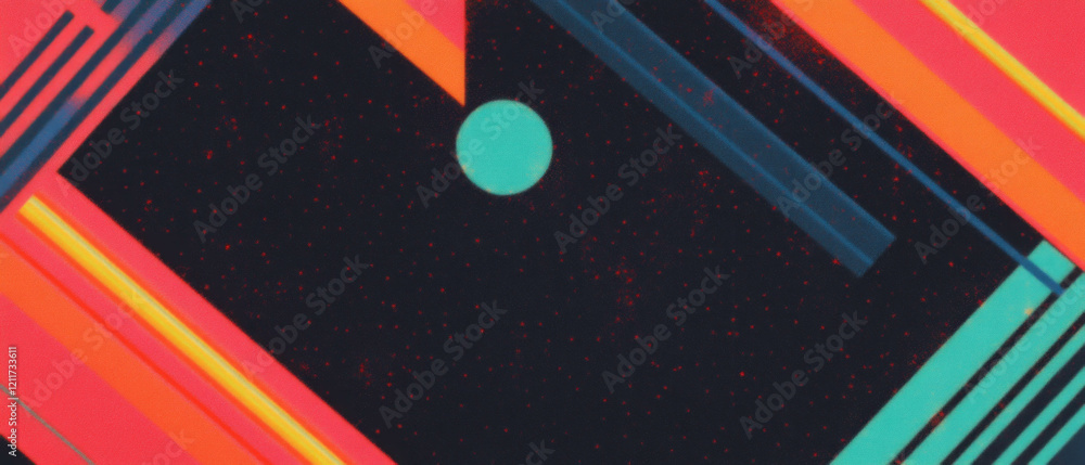 Aufkleber unique pixelated patterns with bold colors and geometric shapes on a dark background