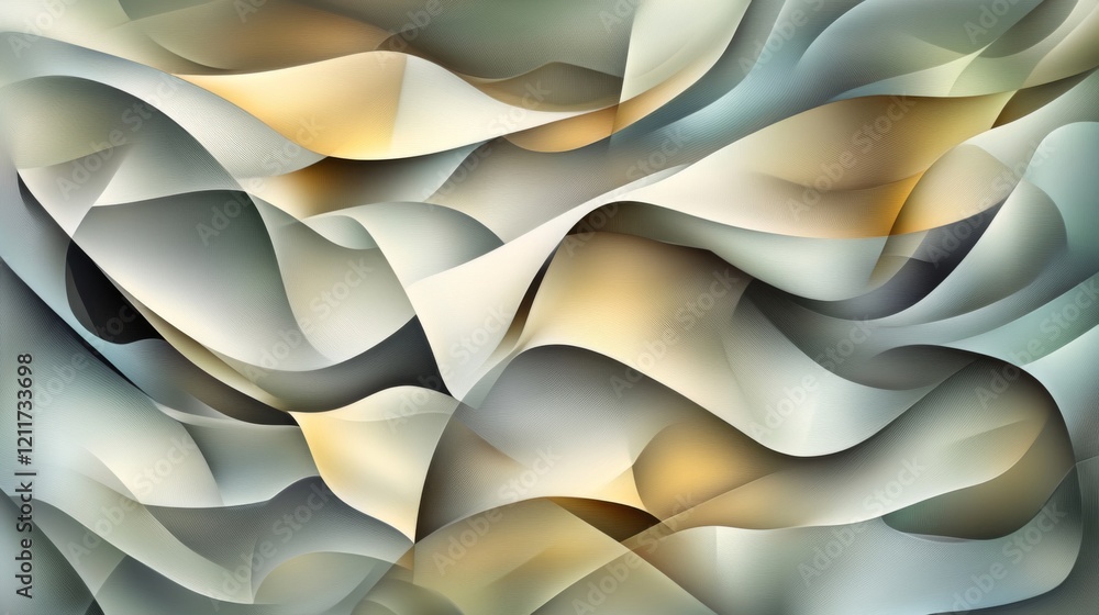 Poster gradient-filled polygons with smooth lines and subtle shadows, arranged to create a modern, abstract