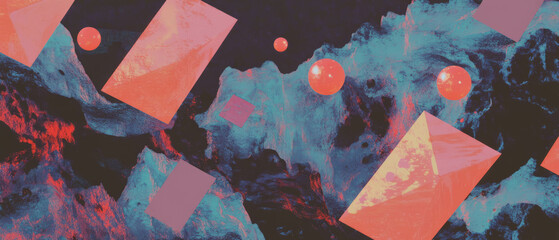 Exploration of pixelated patterns and geometric shapes in a vibrant artwork display