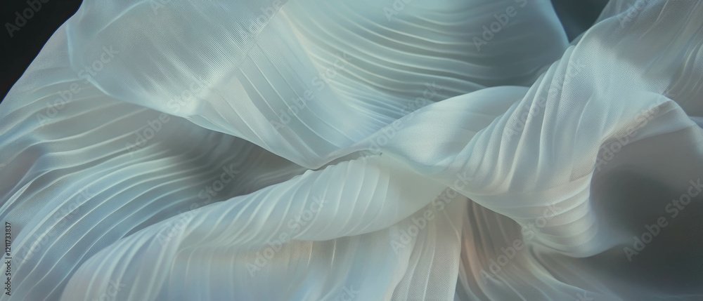 Poster dynamic textures of pleated silk and folded fabric showcasing elegance and depth