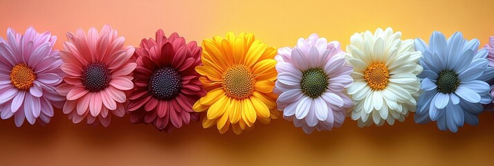 Fototapeta premium Small Multicolored Chrysanthemums Pattern, Natural Blooming Texture Background Top View