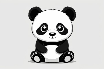Fototapeta premium panda bear sitting on the ground with eyes wide open