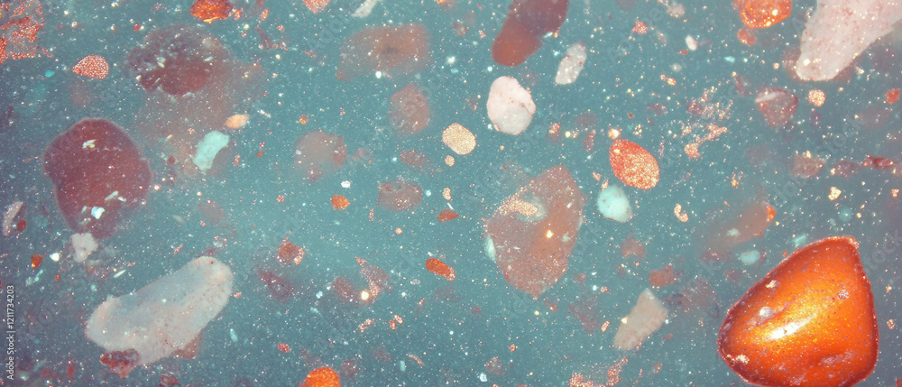 Poster polished granite surface showcasing speckled patterns and glittering textures