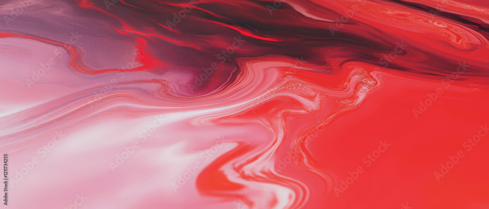 Poster swirling patterns of polished marble in vibrant red and white hues create an elegant aesthetic