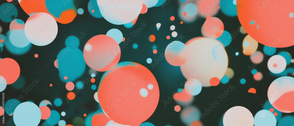 Poster colorful scattered polka dot confetti creates dynamic visual textures