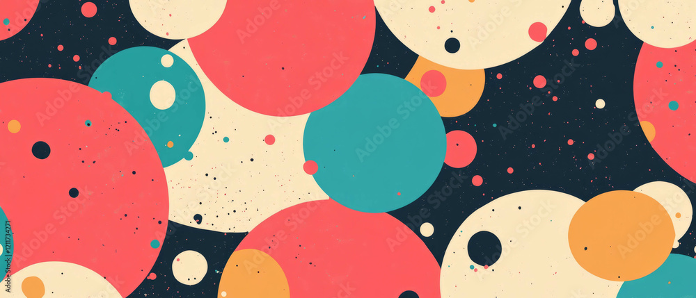 Poster colorful polka dots and circles create a vibrant abstract texture design