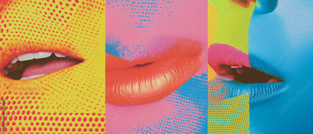 Poster bold and vibrant pop art lips create a striking visual statement