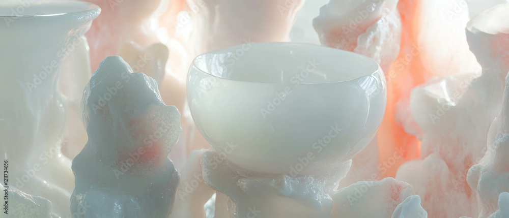 Poster Unique porcelain textures create an elegant display with soft hues and fine details