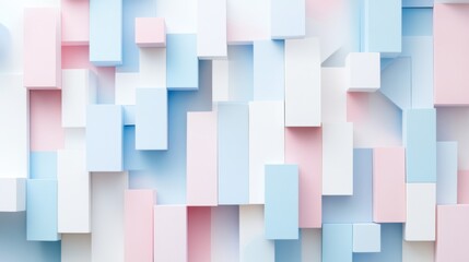 Minimal D bar graph in pastel colors, with shadows cast across a white background, creating a soft and elegant visual