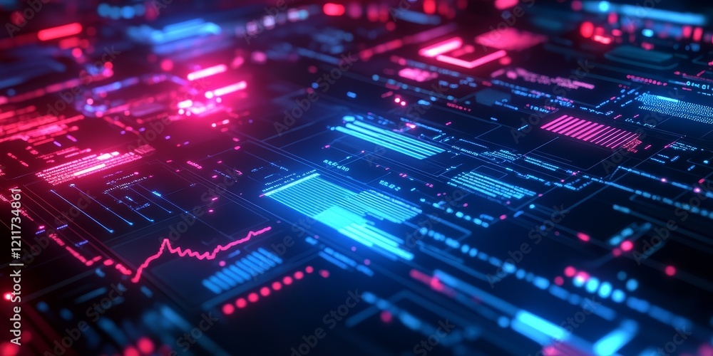 Aufkleber abstract digital technology background with glowing lines and data streams.