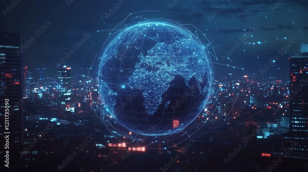 Poster abstract blue digital background with a global network and connectivity. abstract technology. abstra
