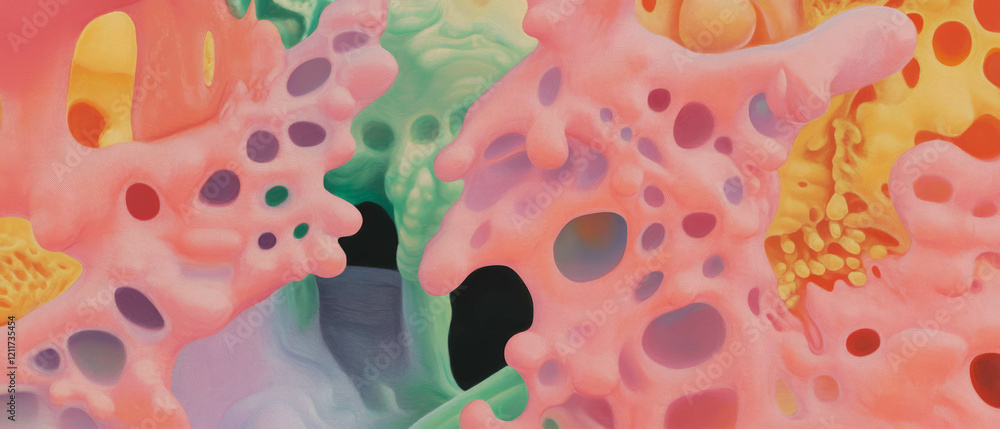 Poster puffy paint designs featuring playful shapes and dynamic textures in vibrant colors
