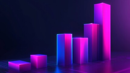 Stylized bar graph with glowing bars in neon colors, set against a dark, tech-inspired background for a dynamic and impactful graphic