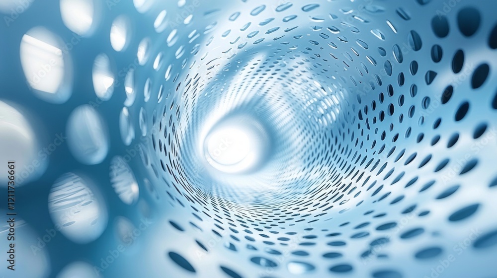 Poster Intricate patterns emerge as soft light filters through a dynamic tunnel, creating a stunning abstract ambiance filled with vivid colors and fluid shapes
