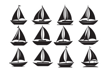 Sailboat silhouette Vector  Bundle illustration