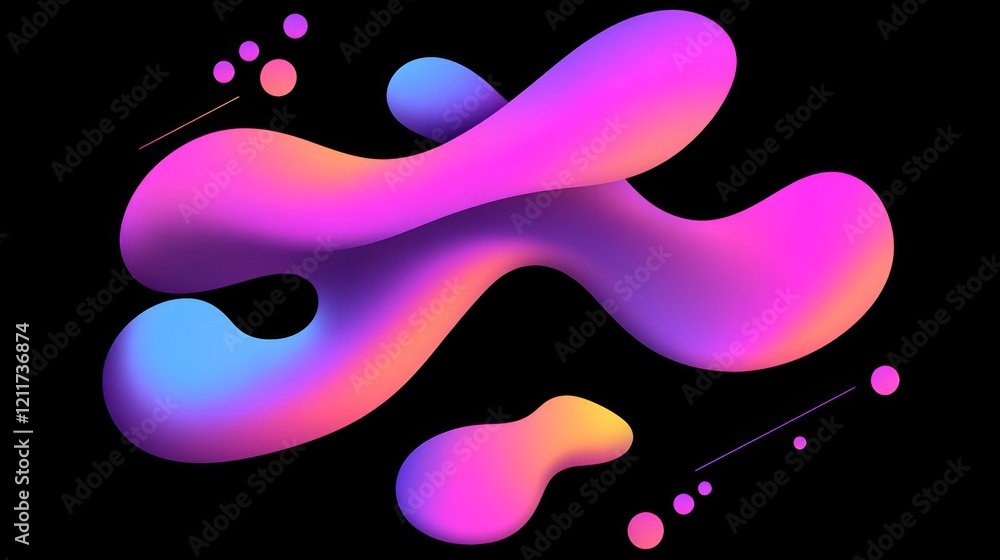 Leinwandbilder vibrant, gradient-colored blobs and fluid shapes on a black background, giving a modern and abstract