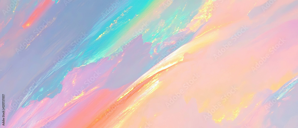 Aufkleber vibrant rainbow textures create an ethereal glow in soft pastel colors across the canvas