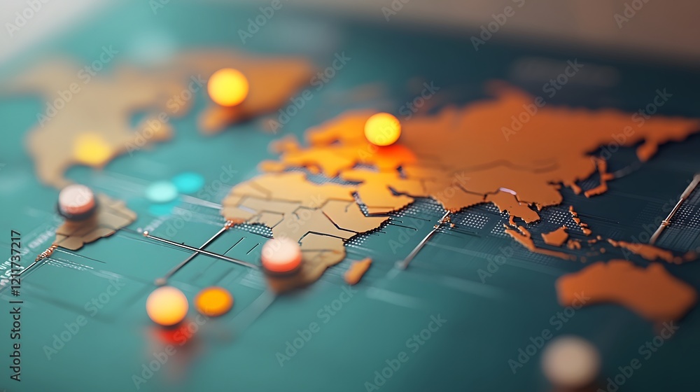 Aufkleber global trade routes and tariff data visualization in real time showcasing the complexities of