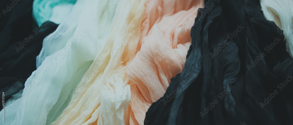 Poster Exploring raw silk textures with natural fibers in a vibrant array of colors