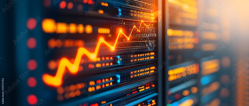 Aufkleber futuristic server room under cyber attack with ai driven response